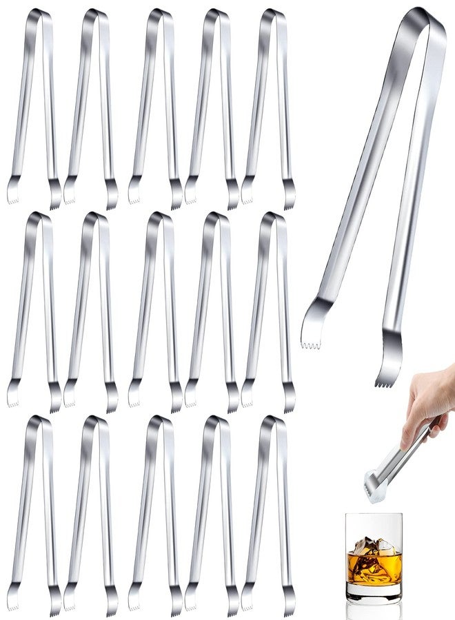 Worldity 16 Pieces Ice Tongs, 6.5 Inch Ice Tongs for Ice Bucket, Stainless Steel Serving Tongs with Sharp Teeth Make Grabbing Ice Easy, Small Tongs for Serving Food - Image 1